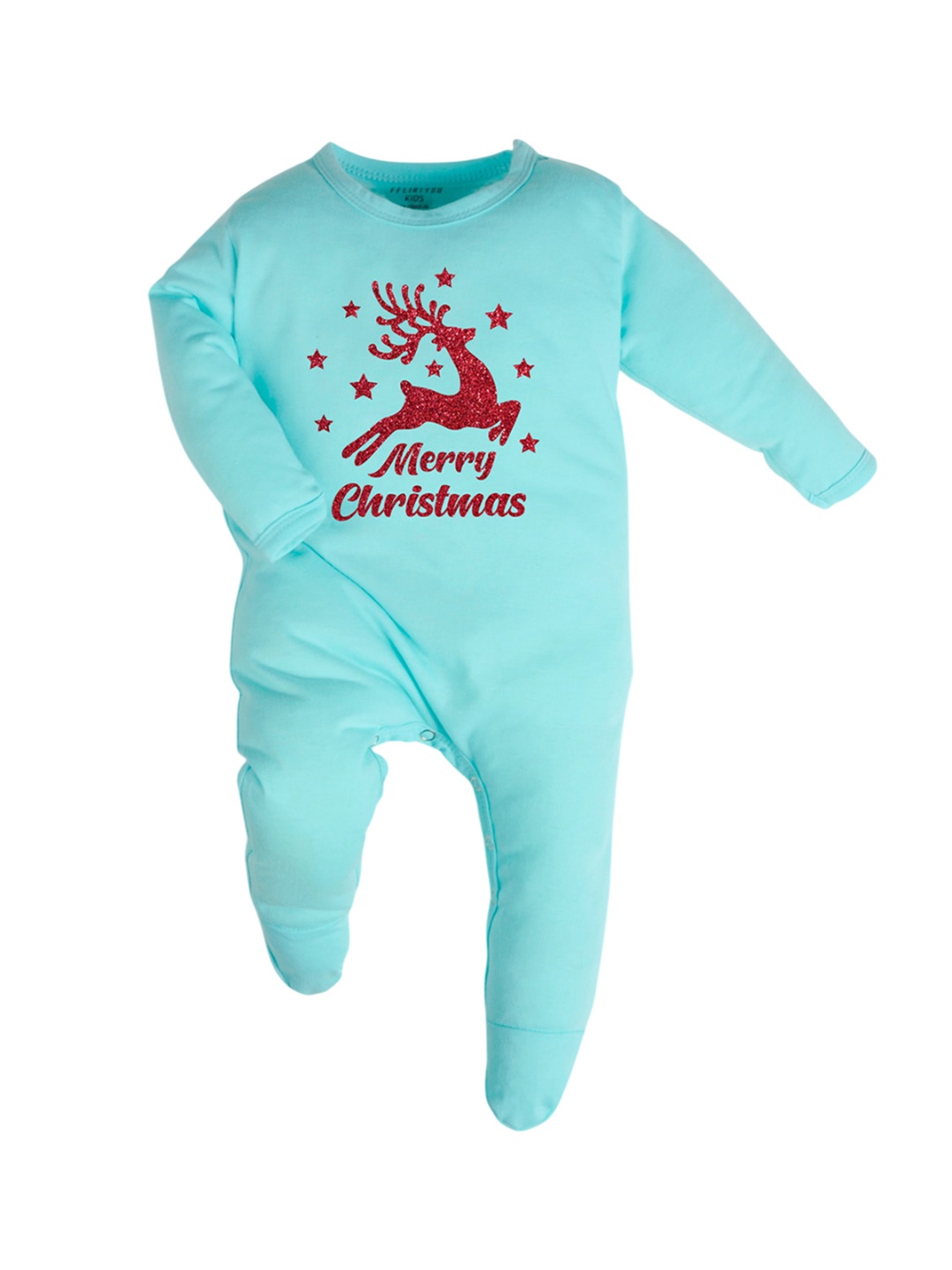 

FFLIRTYGO Kids Printed Cotton Sleepsuit, Turquoise blue