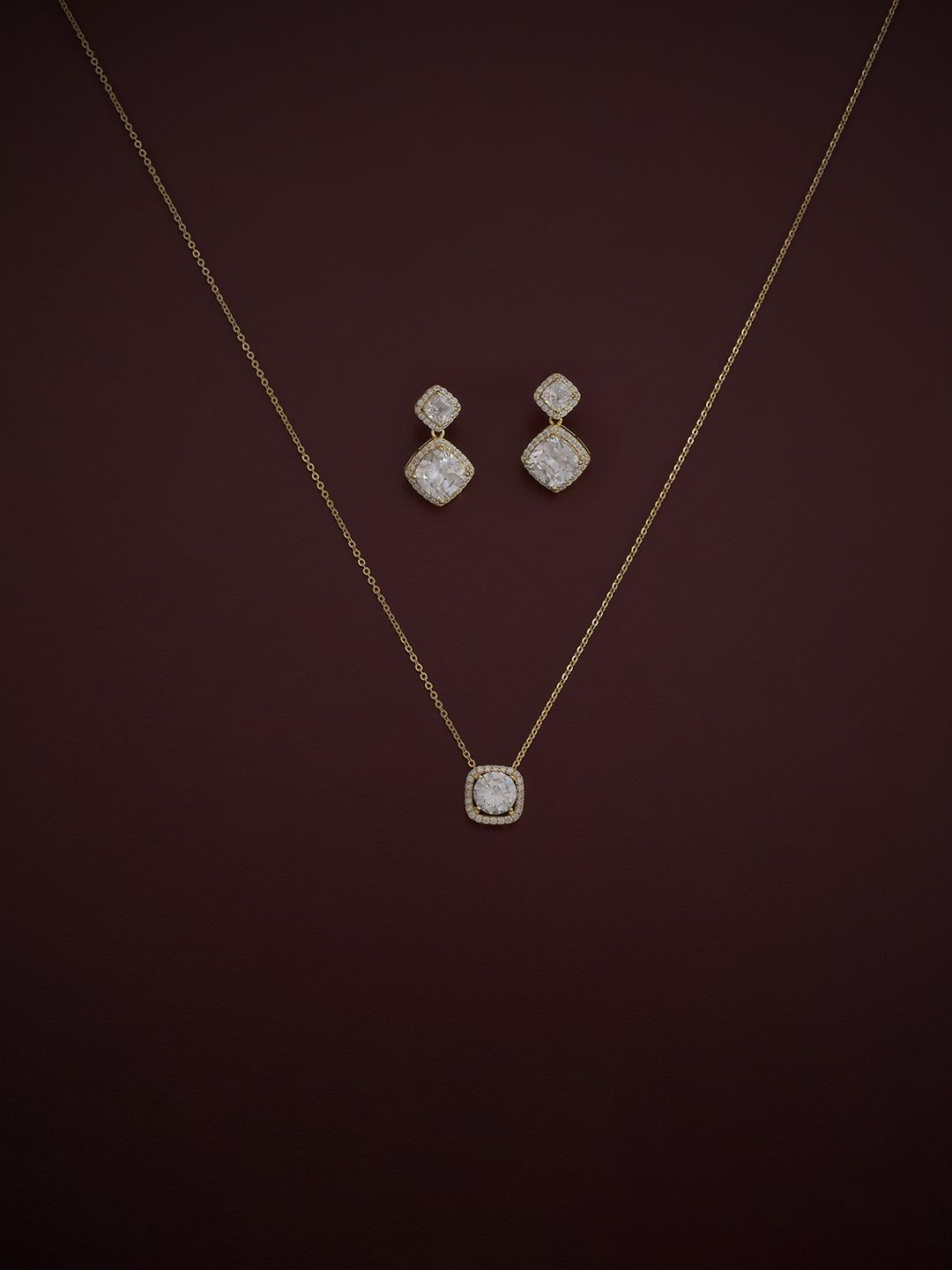 

Kushal's Fashion Jewellery Silver Gold-Plated CZ -Stone Studded Jewellery Set