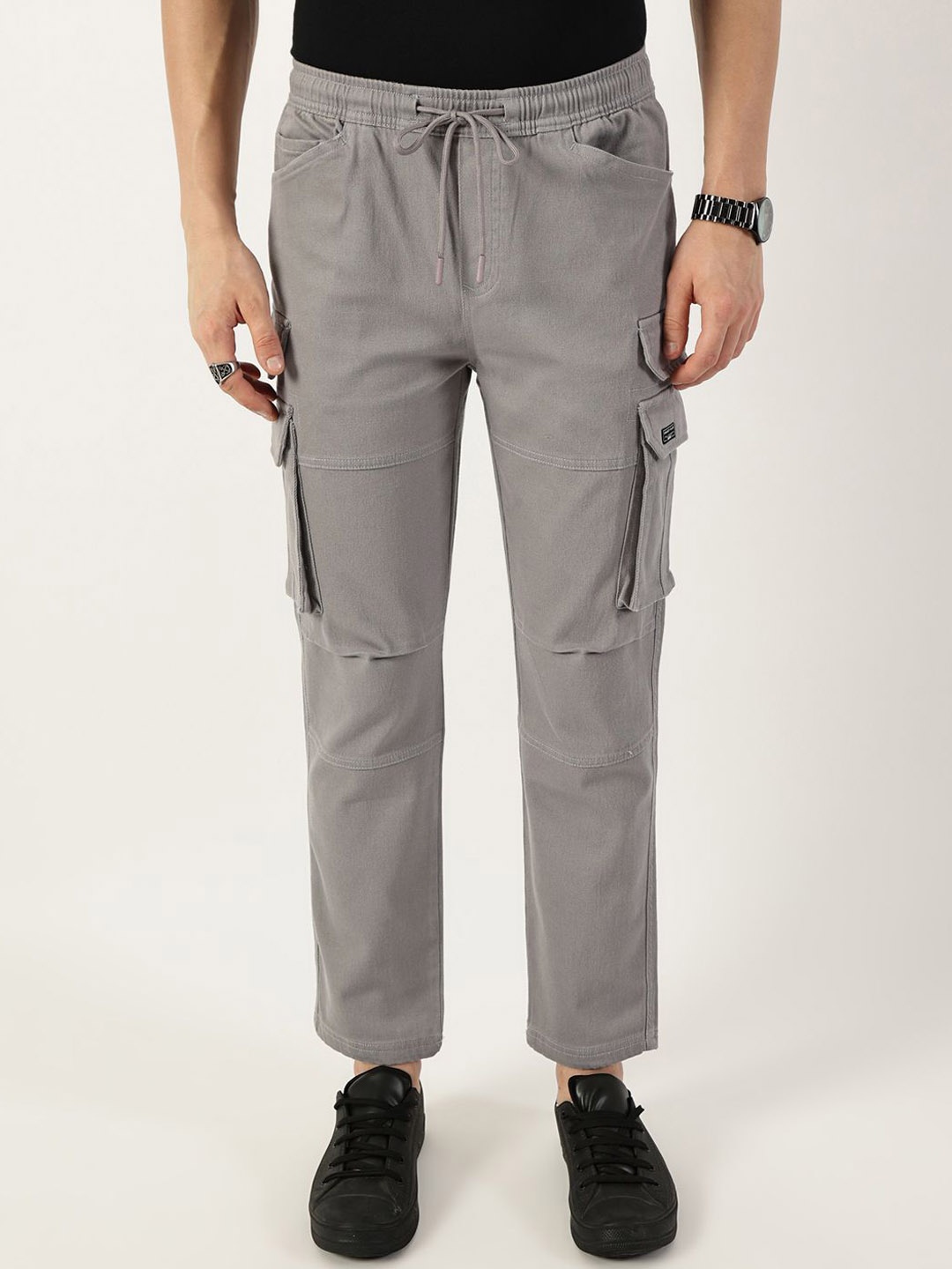 

Thomas Scott Men Relaxed Straight Fit Cargos Trousers, Grey