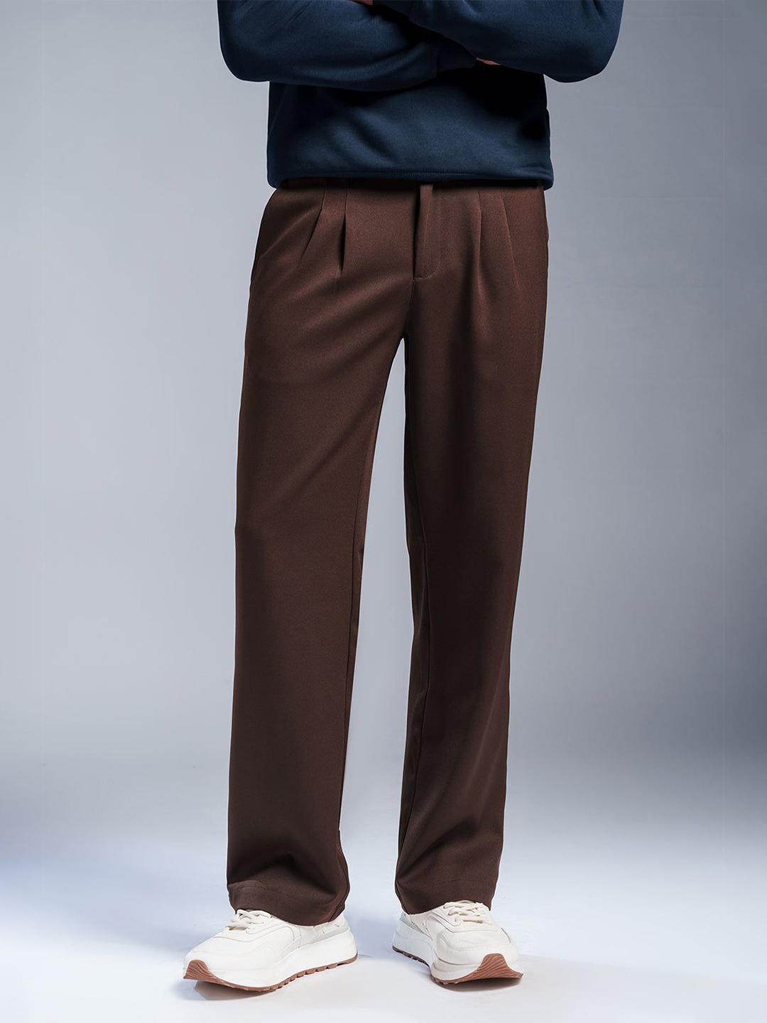 

FREAKINS Double Pleated Korean Pants, Brown