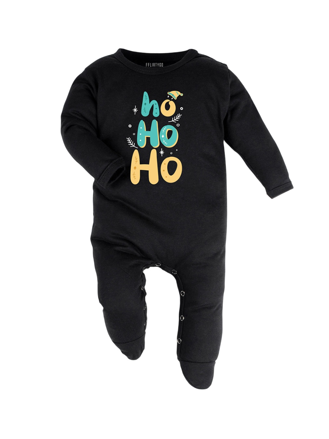

FFLIRTYGO Kids Printed Cotton Sleepsuit, Black