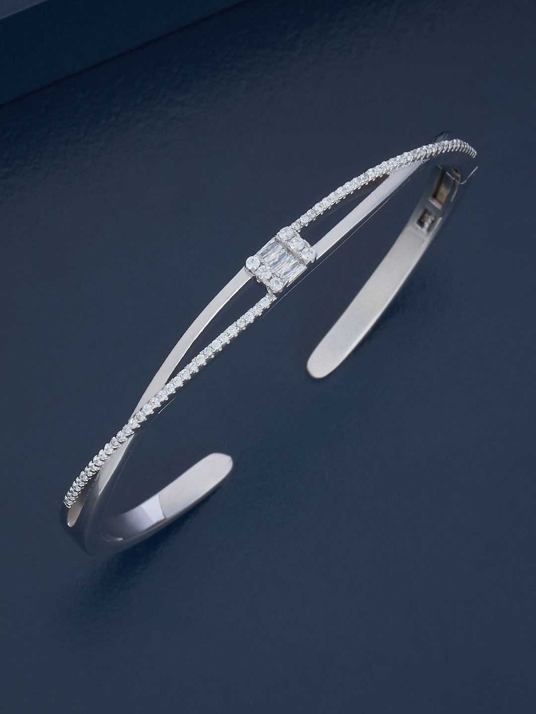 

Kushal's Fashion Jewellery Sterling Silver Artificial Stones Rhodium-Plated Cuff, White