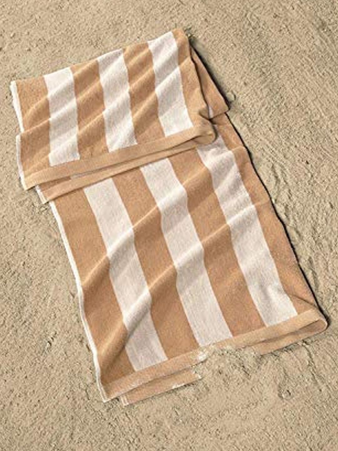 

Lushomes Beige & White 1 Striped Cotton 470 GSM Bath Towel