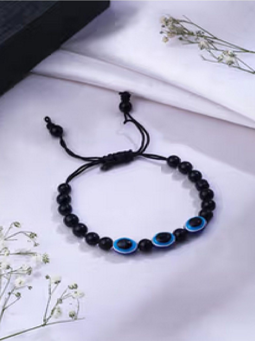 

RUHI COLLECTION Unisex 2 Onyx Charm Bracelet, Black
