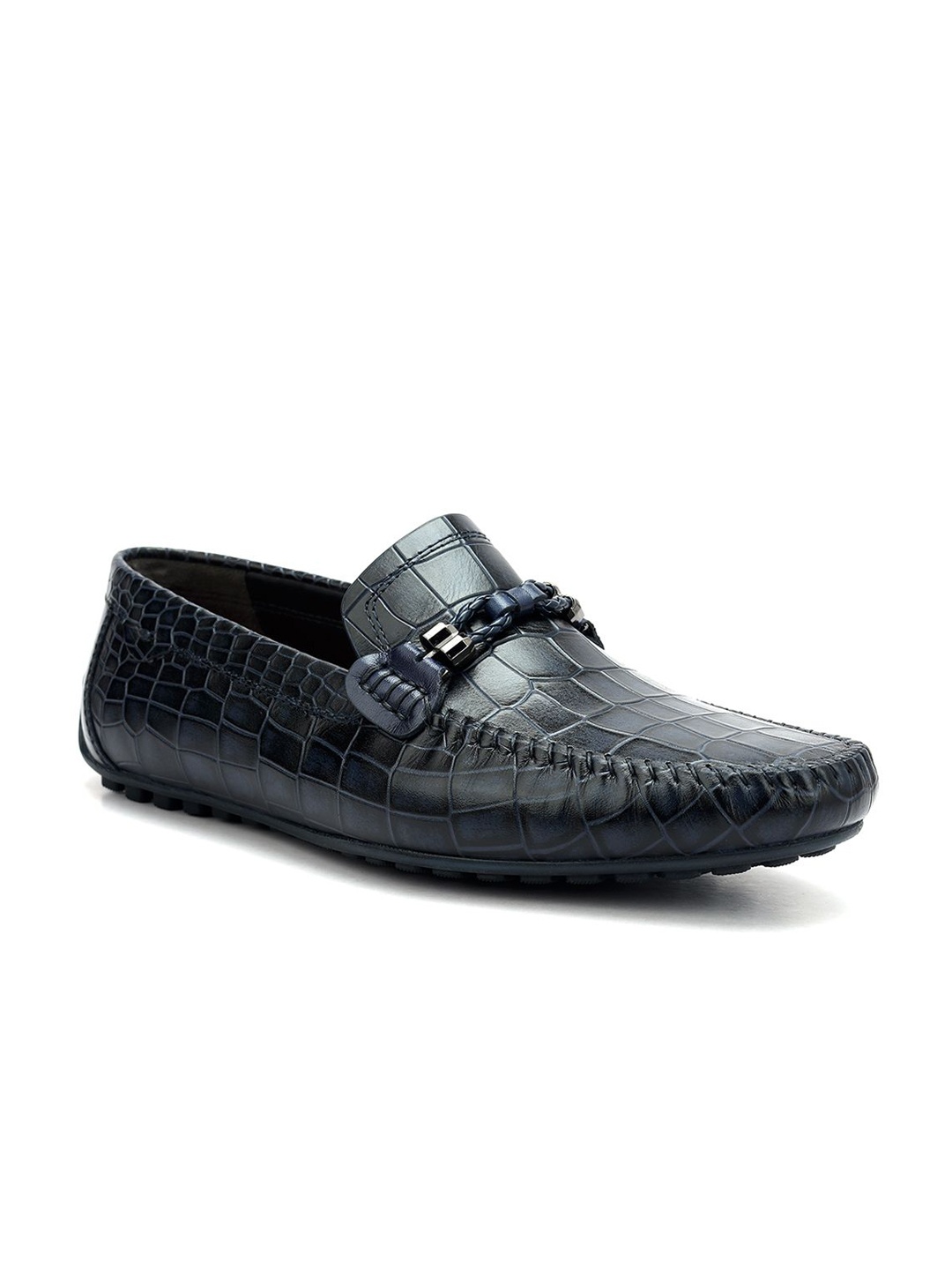 

ROSSO BRUNELLO Men Leather Formal Loafers, Navy blue