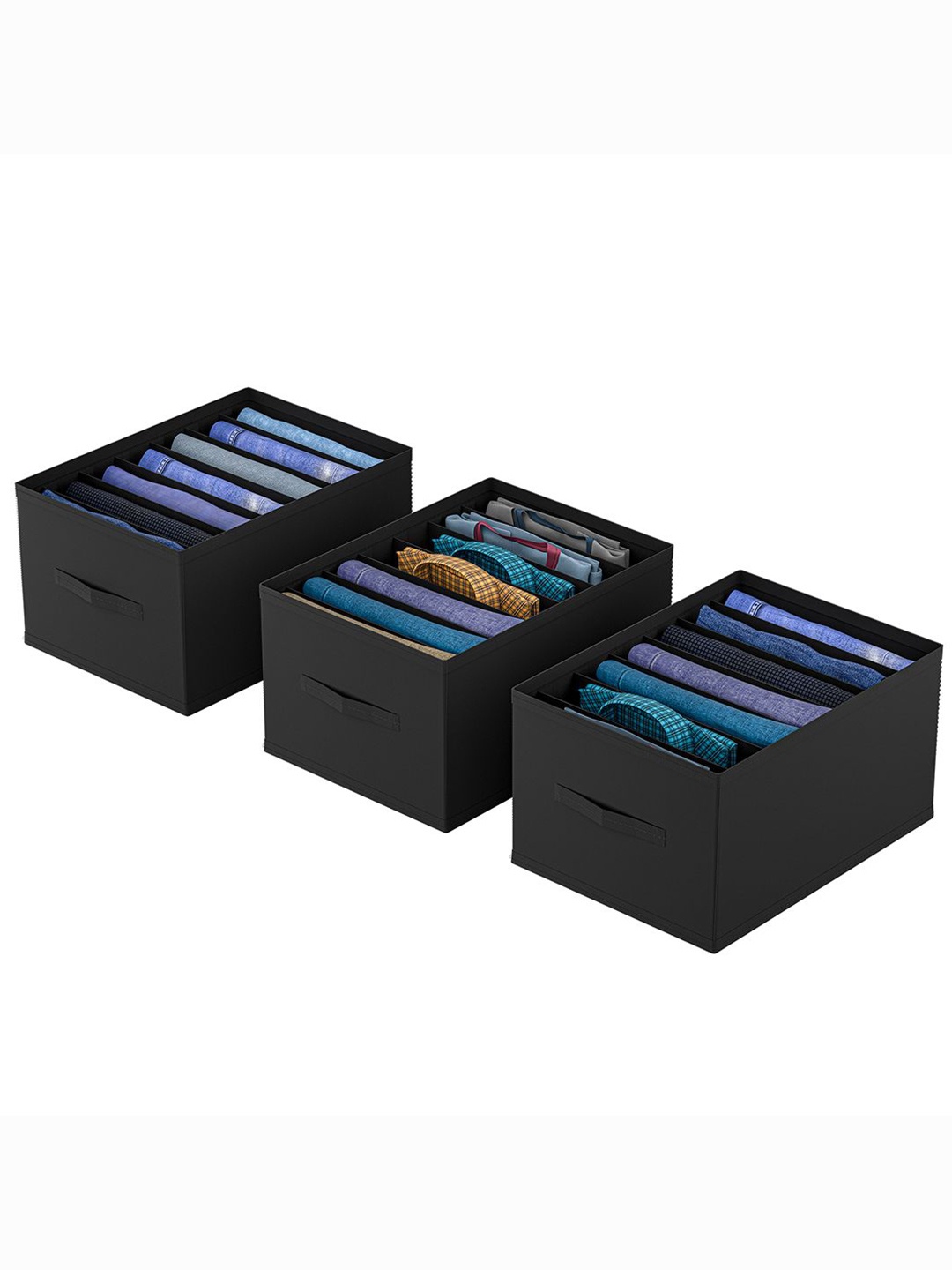 

Kuber Industries Black Set of 3 Regular Drawer Organiser Organisers