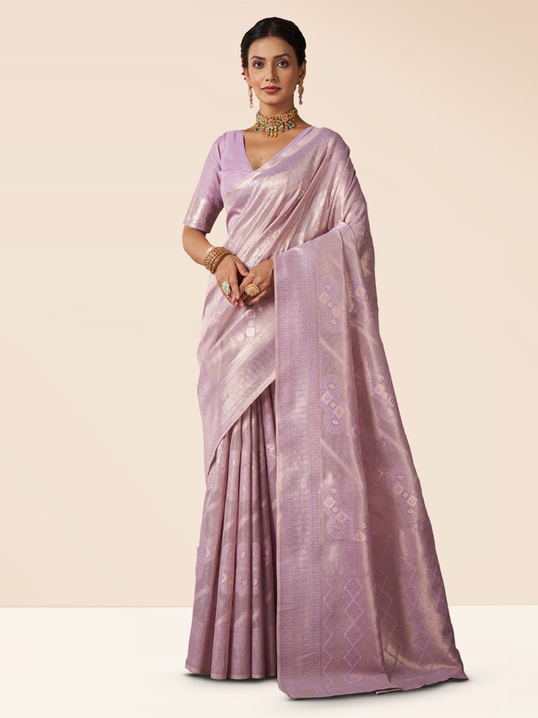

SARHA Woven Design Zari Silk Cotton Saree, Purple