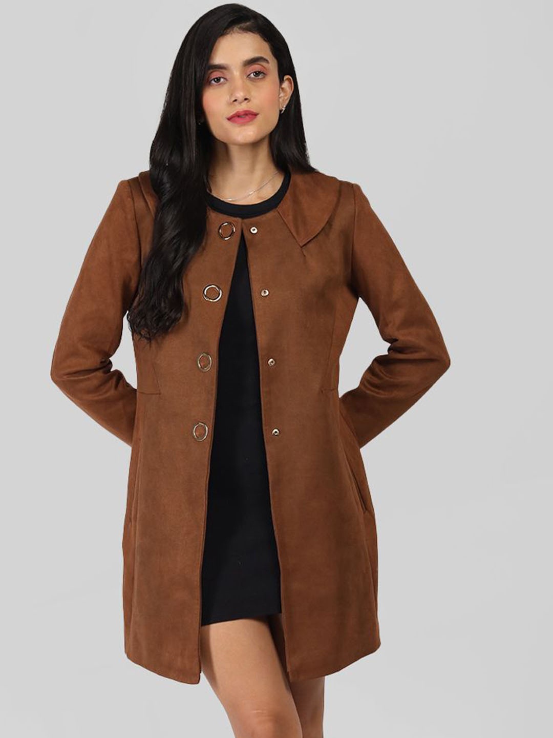 

The Roadster Lifestyle Co Round Neck Parka Coat, Brown