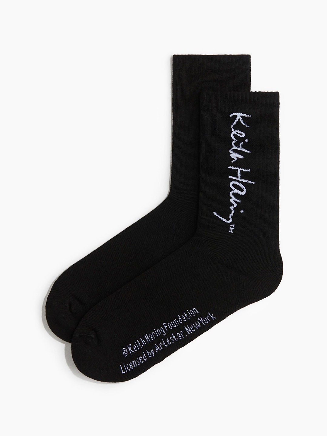 

H&M Men Motif-Detail Socks, Black