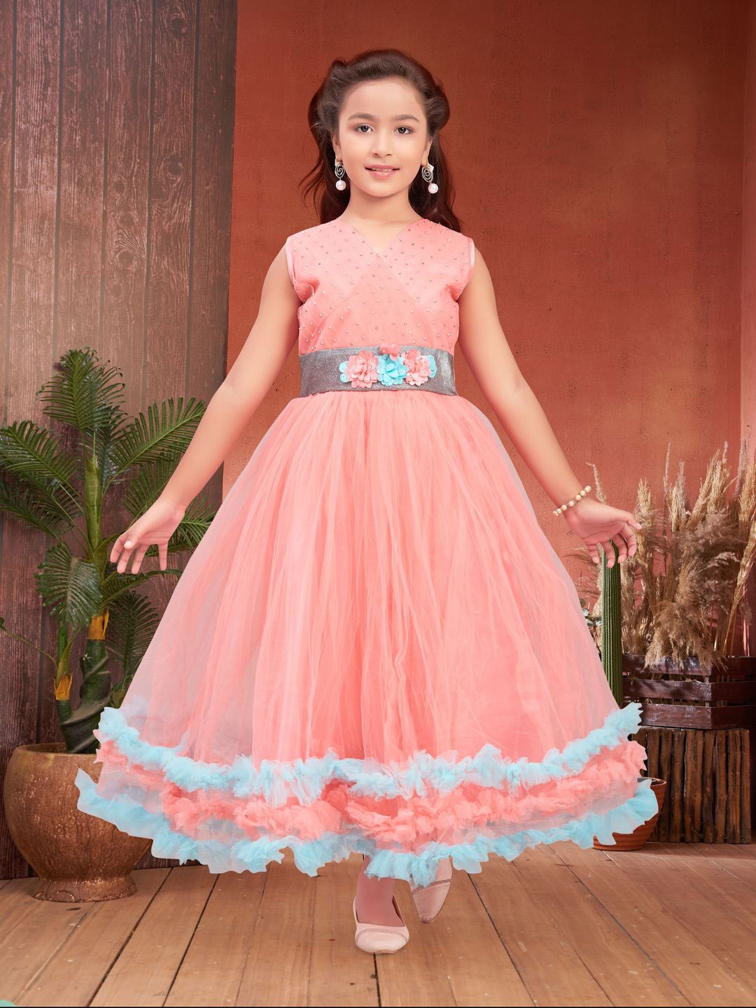 

HERE&NOW Net Fit & Flare Dress, Peach