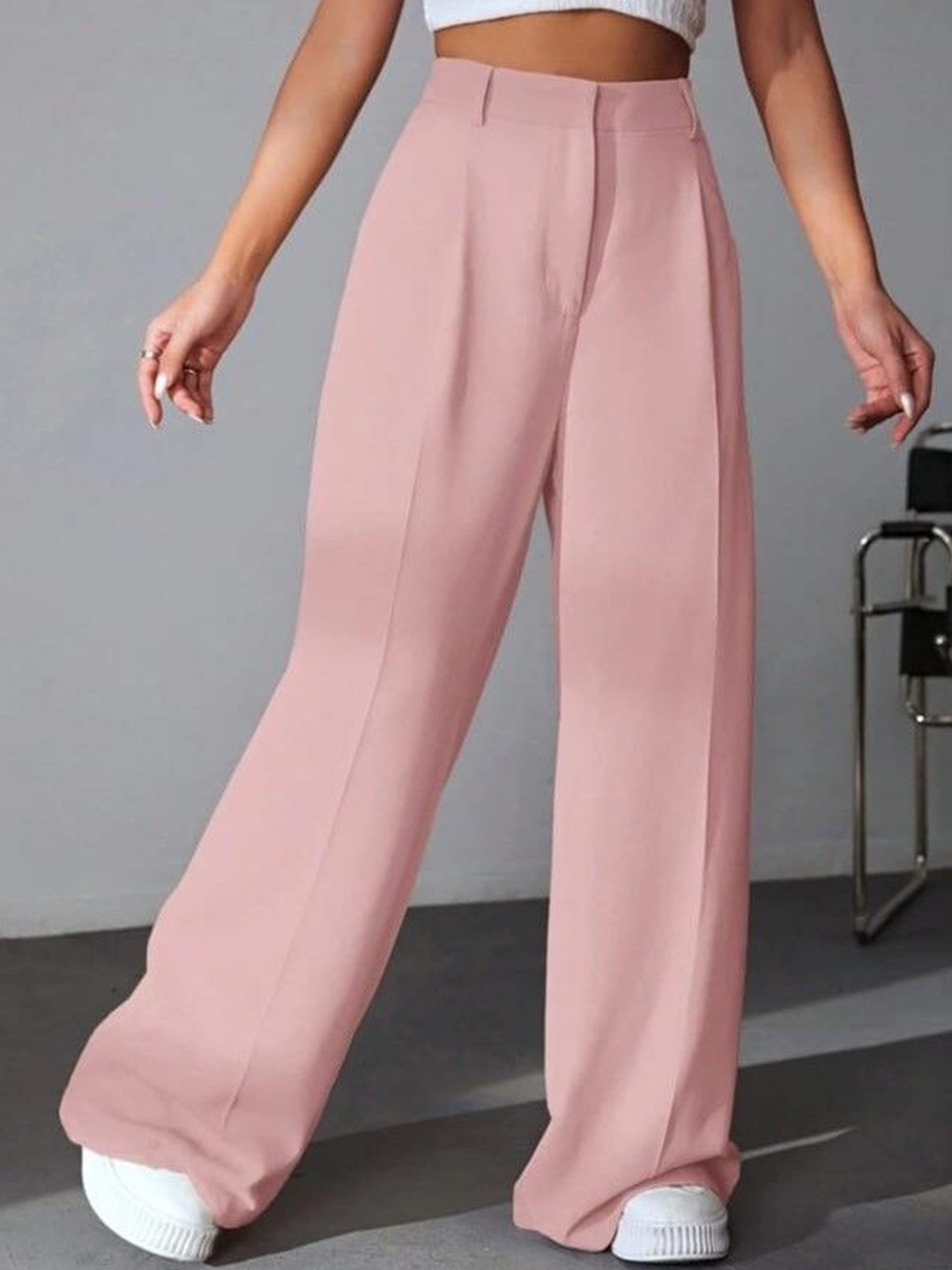 

Next One Women Smart Loose Fit High-Rise Easy Wash Pleated Trousers, Pink