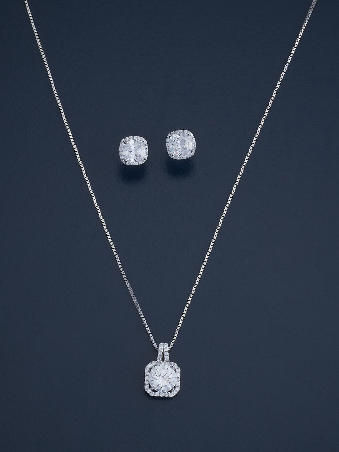 

Kushal's Fashion Jewellery Silver Rhodium-Plated CZ Studded Jewellery Set