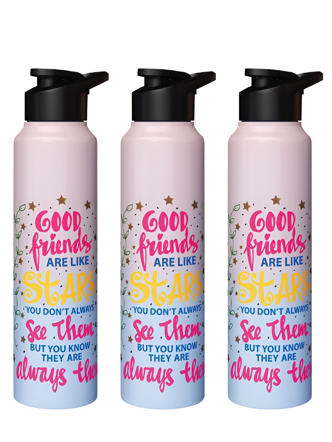 

Speedex Pink & Black 3 Pieces Typography Printed Stainless Steel Water Bottle 1 L
