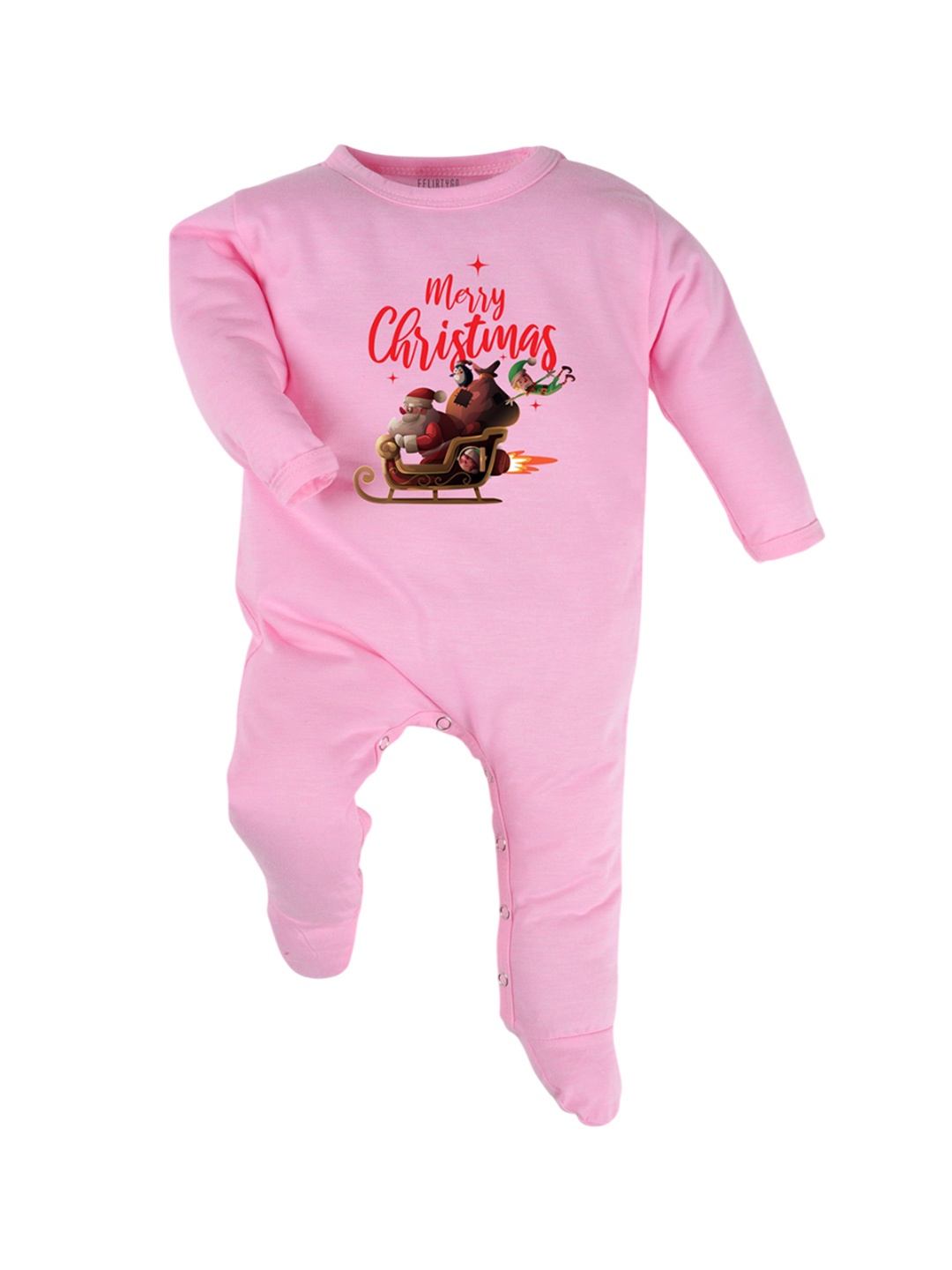 

FFLIRTYGO Kids Printed Cotton Sleepsuit, Pink