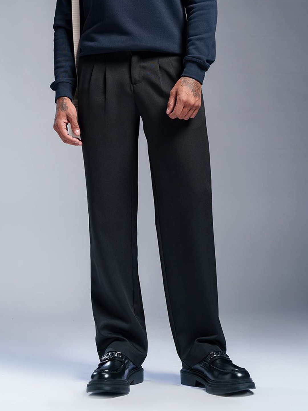 

FREAKINS Double Pleated Korean Pants, Black