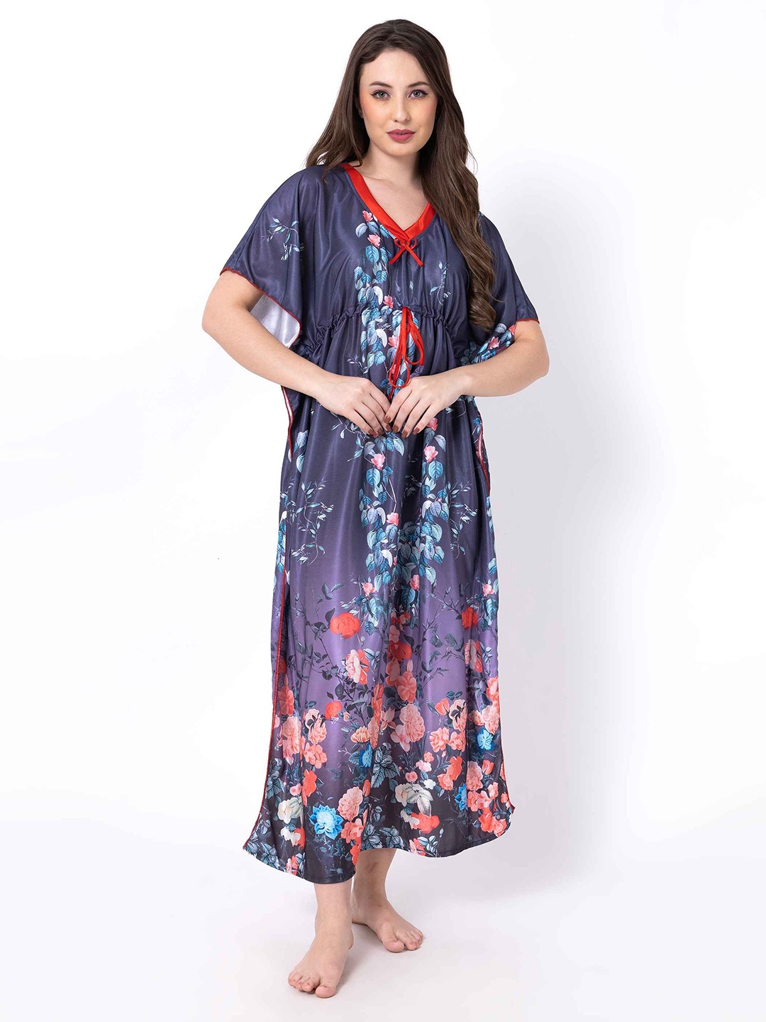 

AVYAY Printed Maxi Nightdress, Blue