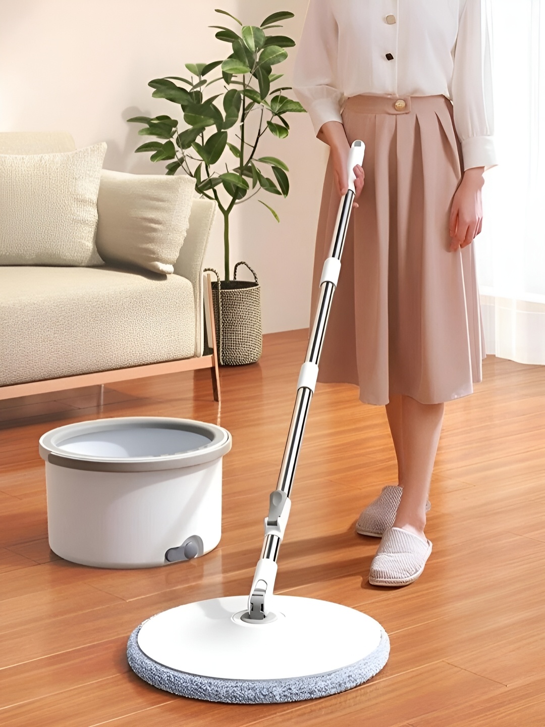 

SASIMO Deluxe System 360deg Floor Cleaning Spin Mop with Bucket, White