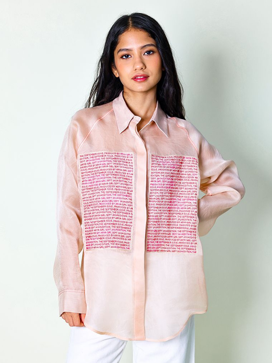 

Arya Giri Women Classic Opaque Printed Casual Shirt, Cream