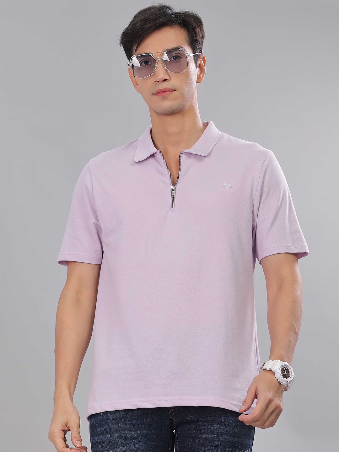 

TOMHIDDLE Men Polo Collar T-shirt, Purple