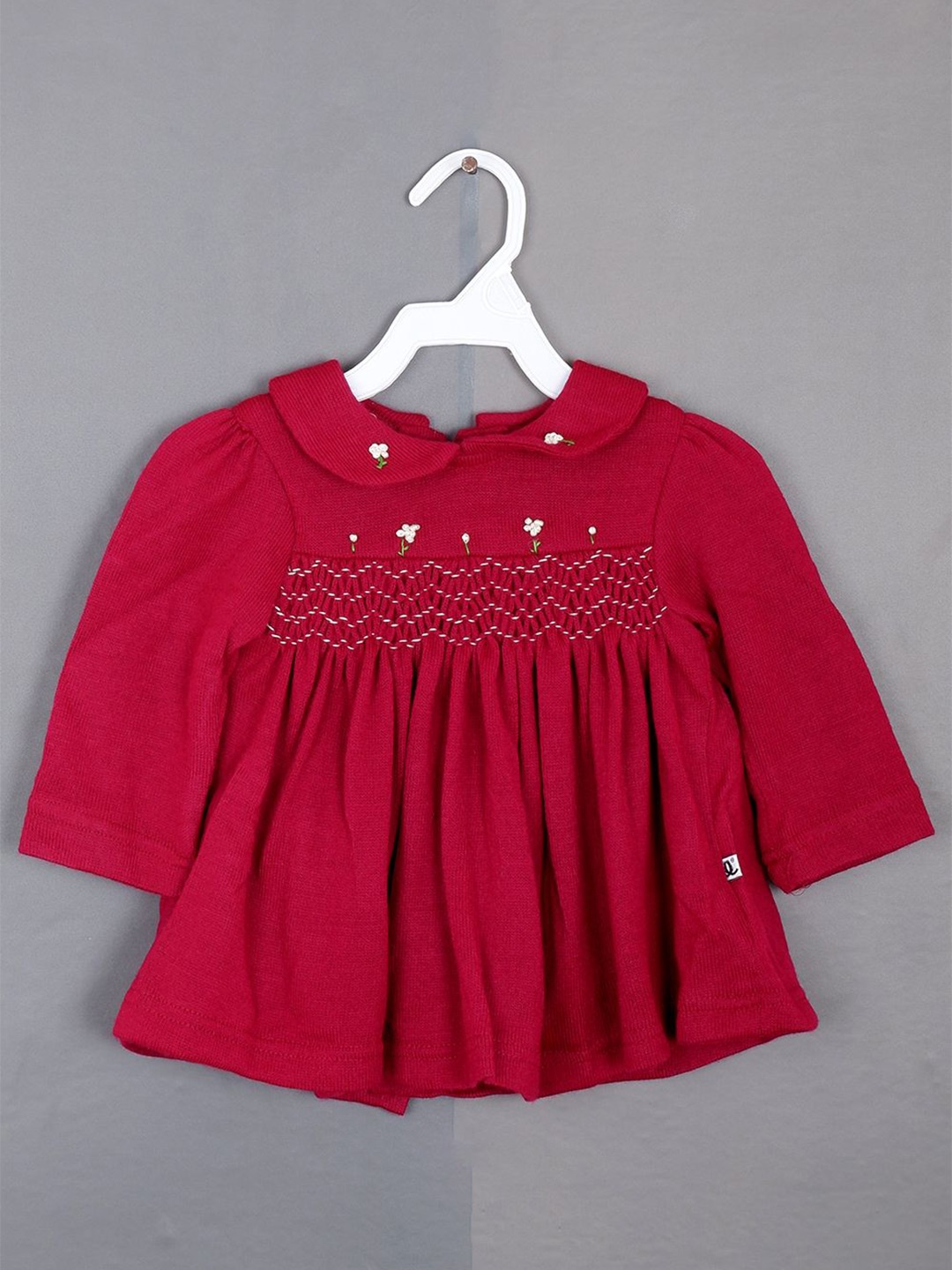 

CALYX CLOTHING Embellished Print Peter Pan Collar A-Line Dress, Maroon