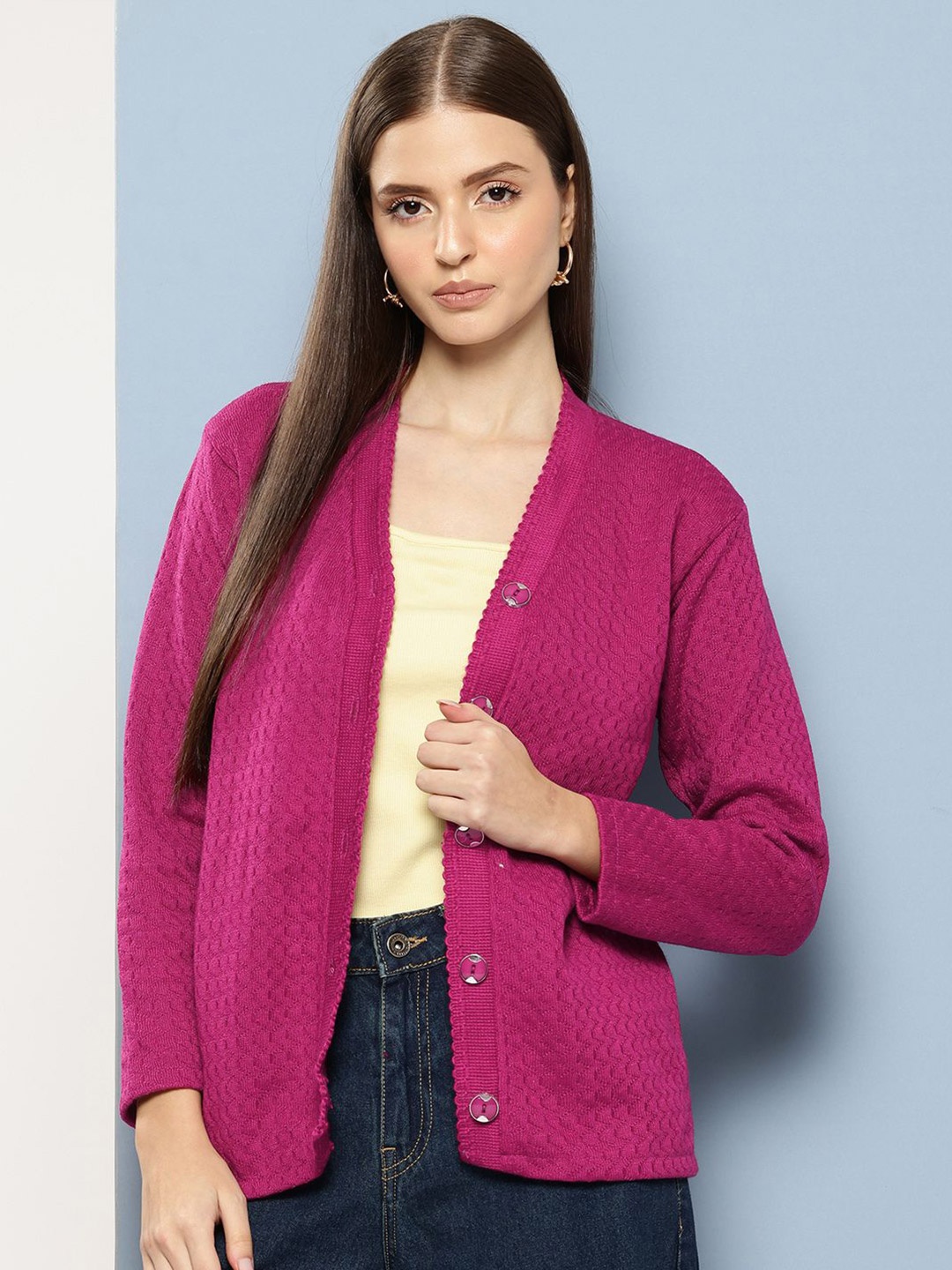 

BAESD Women Woollen Cardigan, Purple