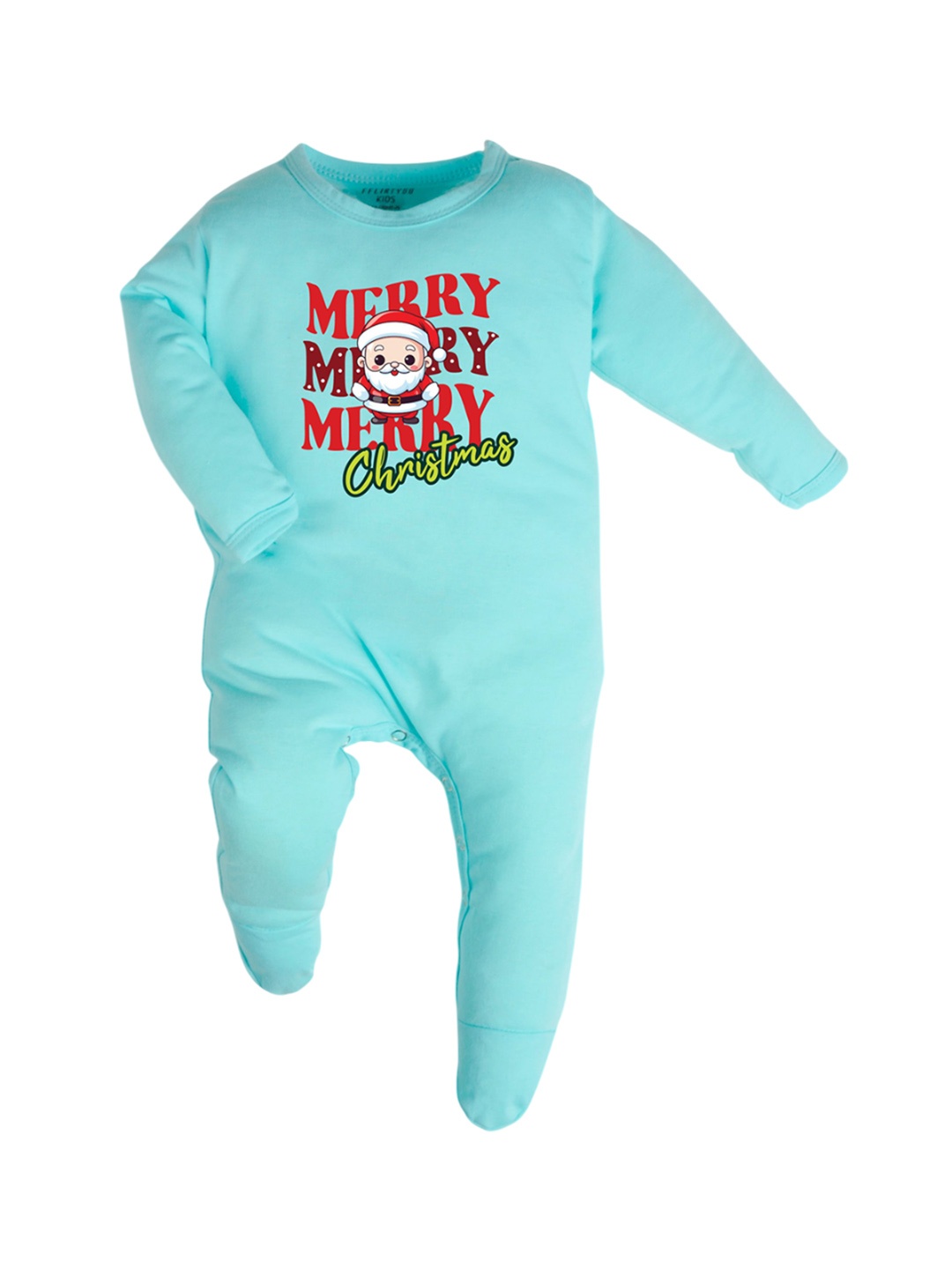 

FFLIRTYGO Infants Printed Pure Cotton Sleepsuit, Turquoise blue