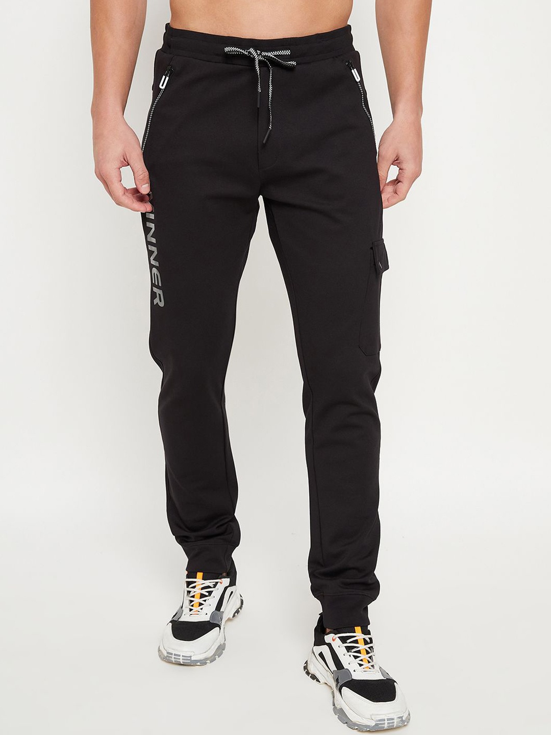 

Promount Men Cotton Mid-Rise Joggers, Black