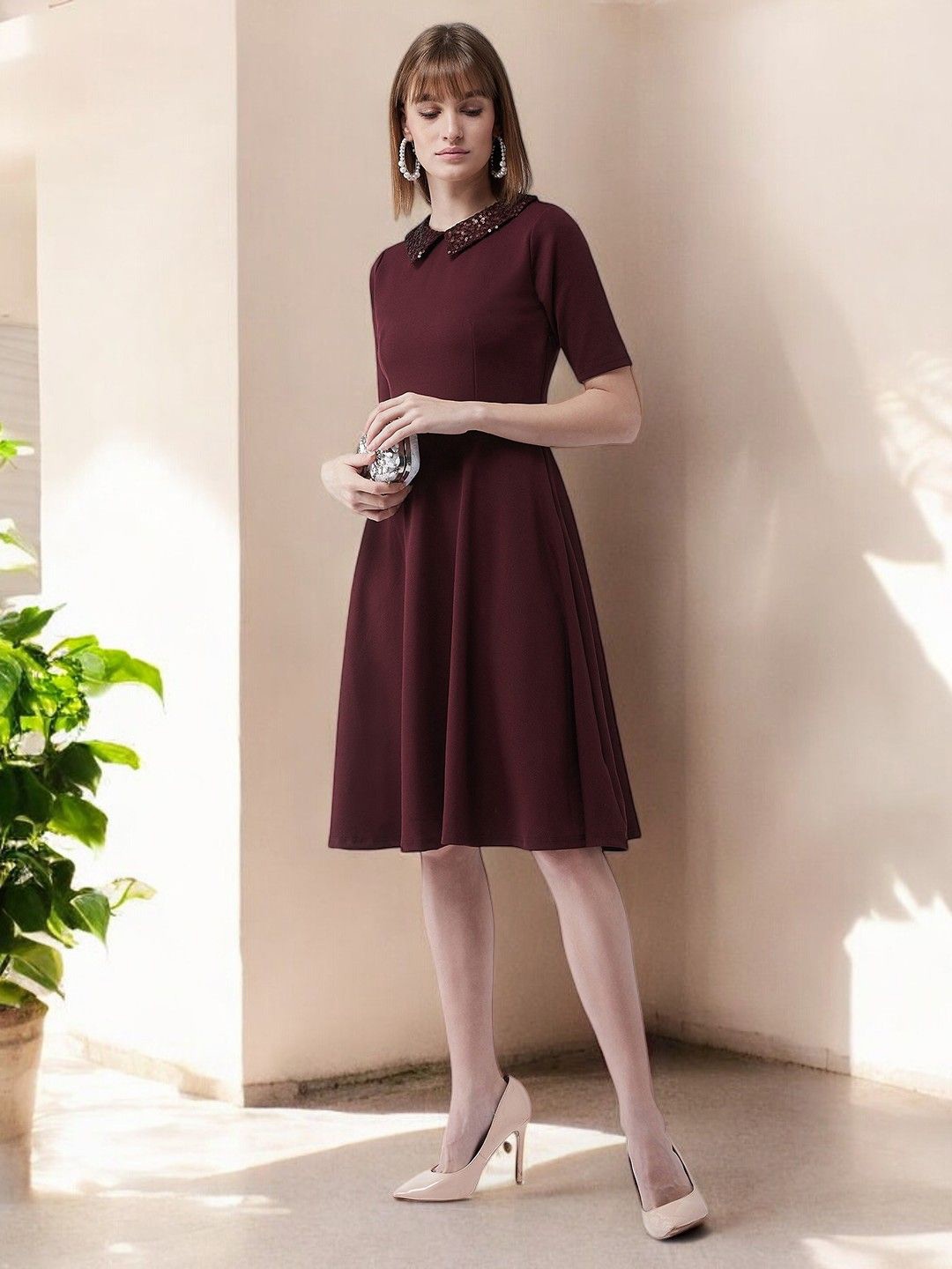 

DressBerry Fit & Flare Dress, Maroon