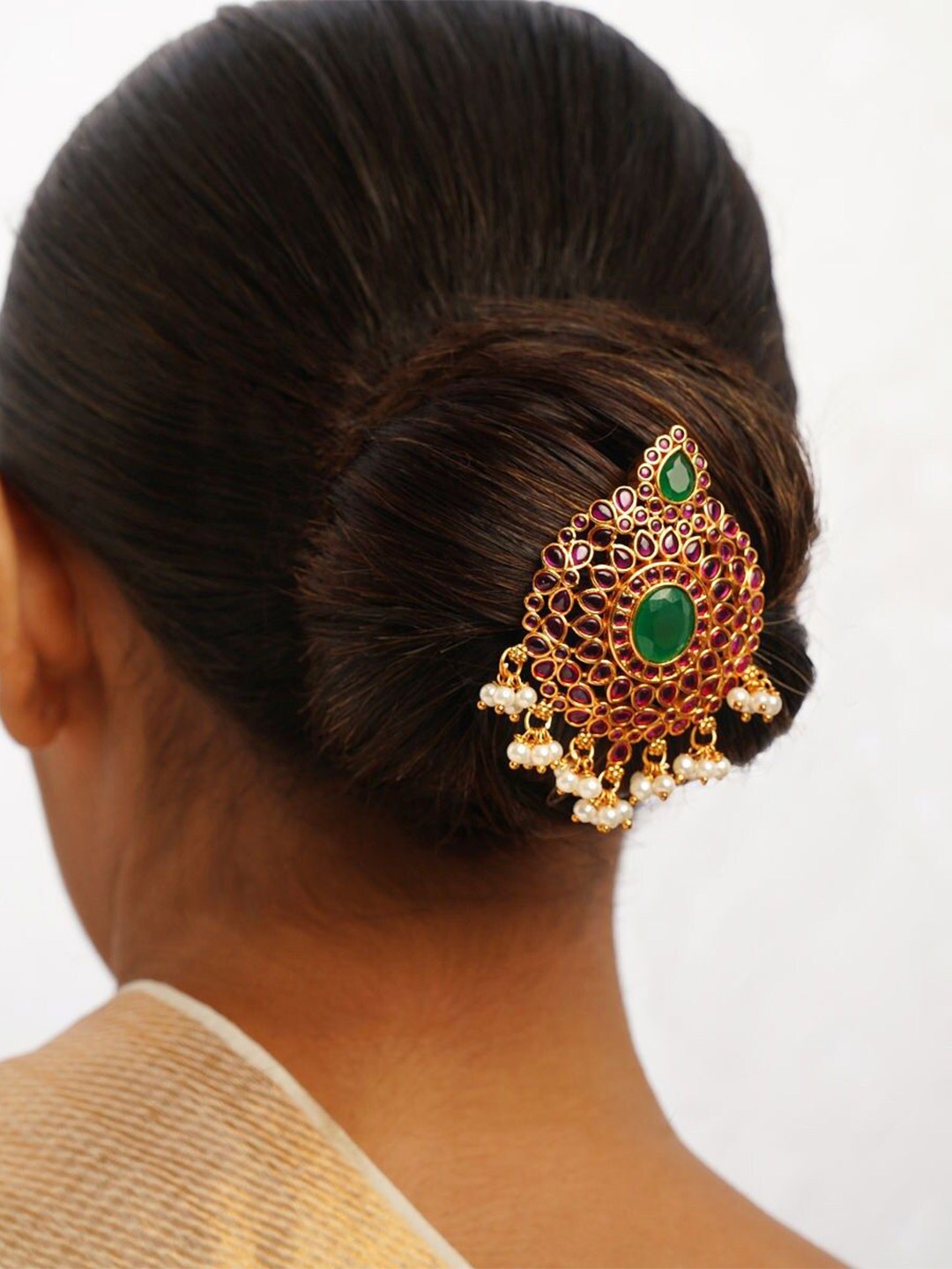 

JAYPORE Women Embellished Bumpit Hair Pin, Gold