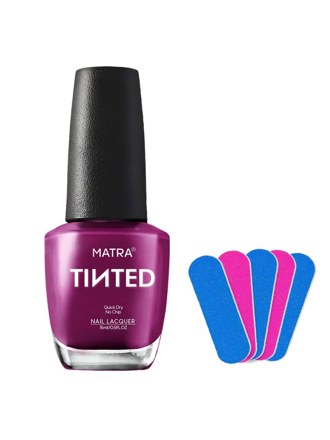 

MATRA Nail Polish With Free Mini Filers- 15ml- Fine Wine, Purple