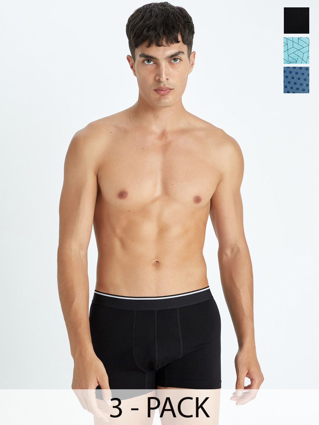

DeFacto Pack Of 3 Printed Trunks 234734658-IN101, Turquoise blue