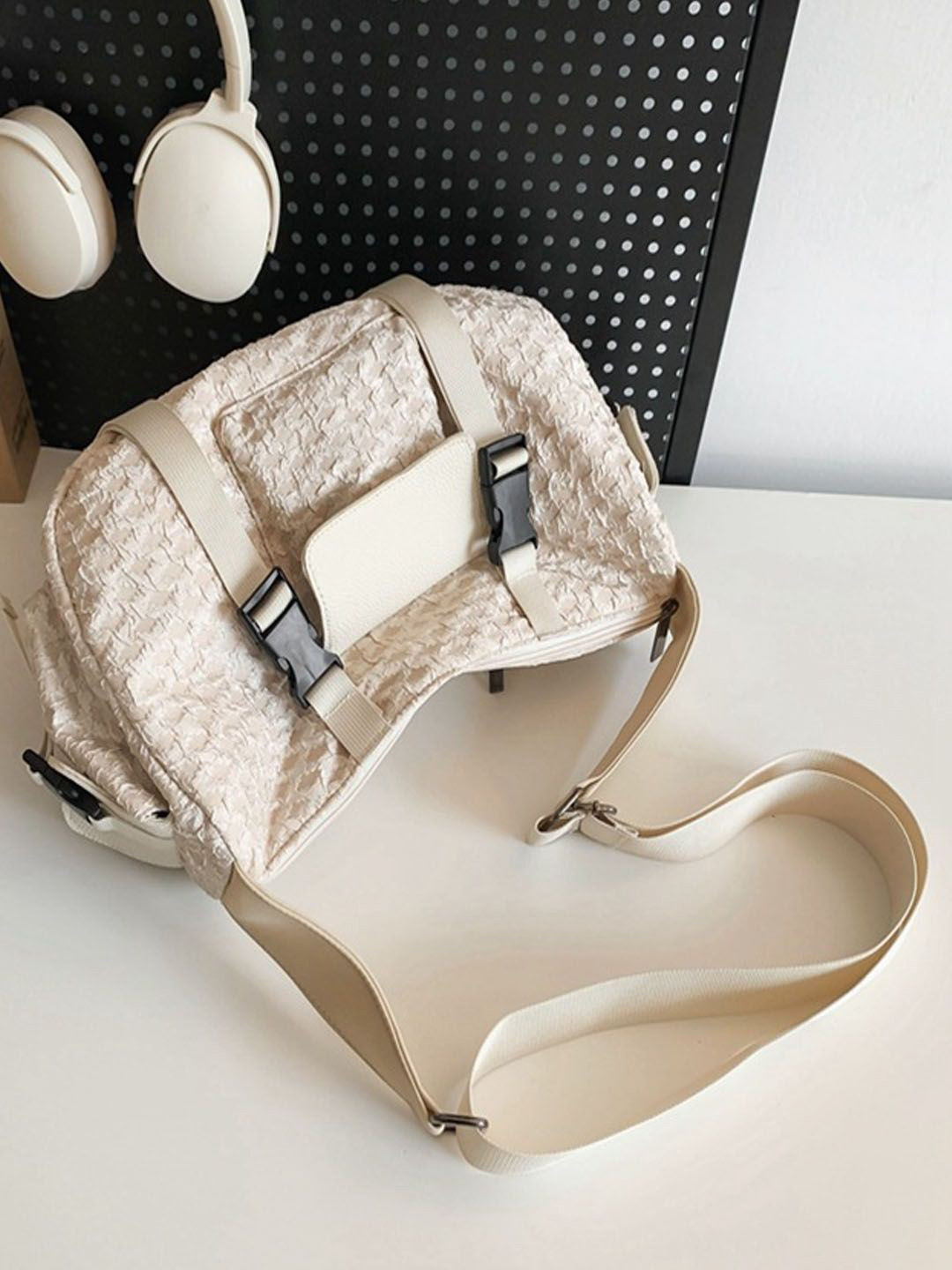 

StyleCast Checked Structured Handheld Bag with Tasselled, Na