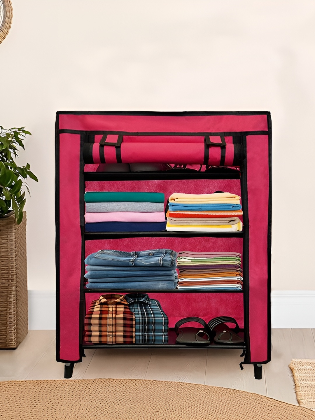 

Urban Choice Pink & Black 4 Layer Rectangular Collapsible Wardrobes