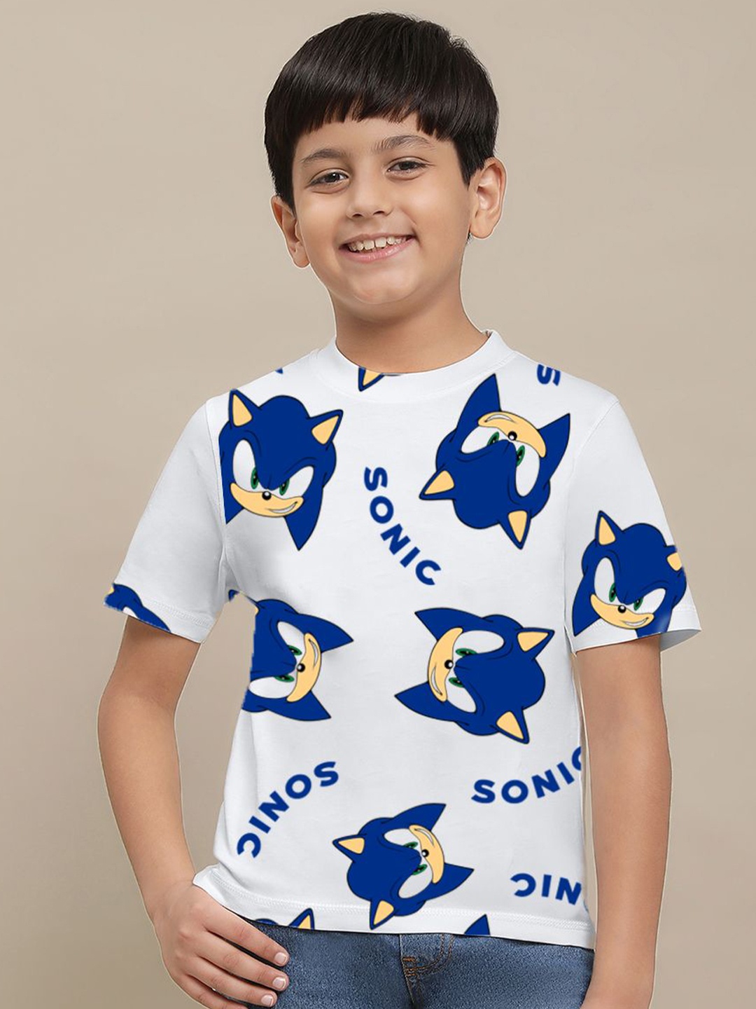 

Kids Ville Boys Sonic Printed Regular Fit Tshirt, White