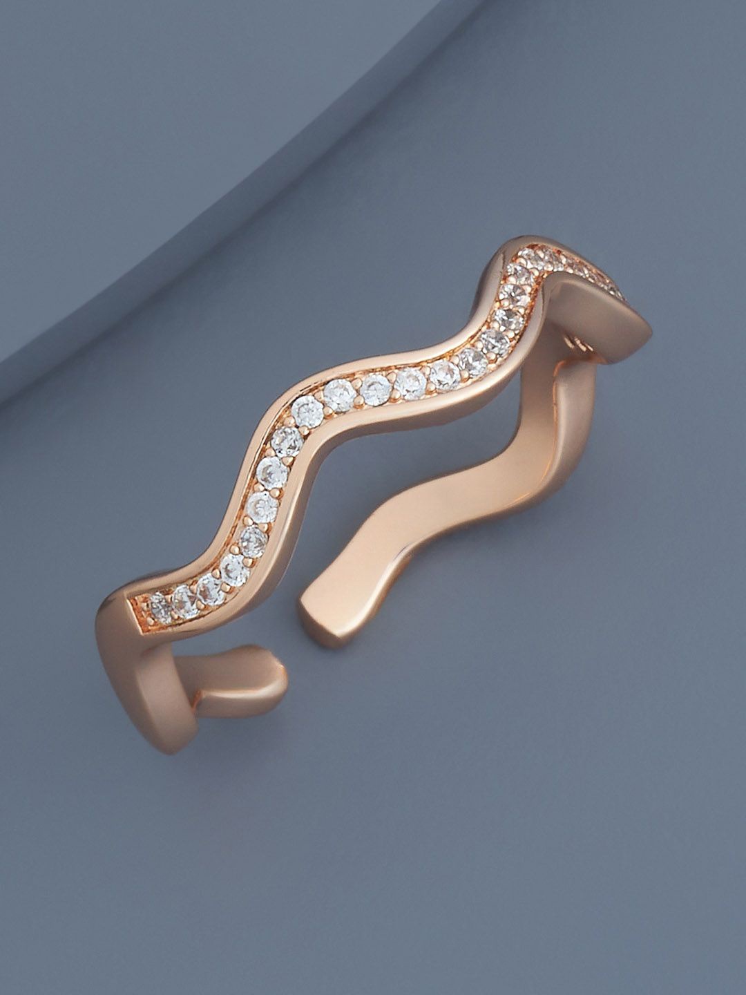 

Kushal's Fashion Jewellery Rose Gold-Plated CZ Studded Finger Ring