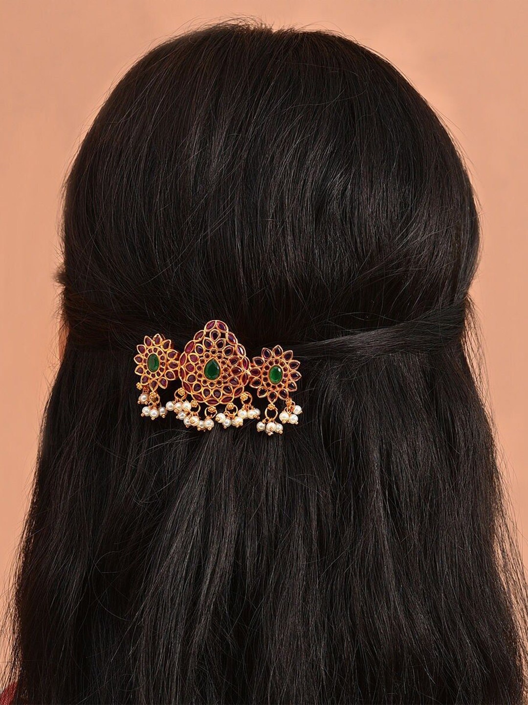 

JAYPORE Women Beaded French Barrette, Gold