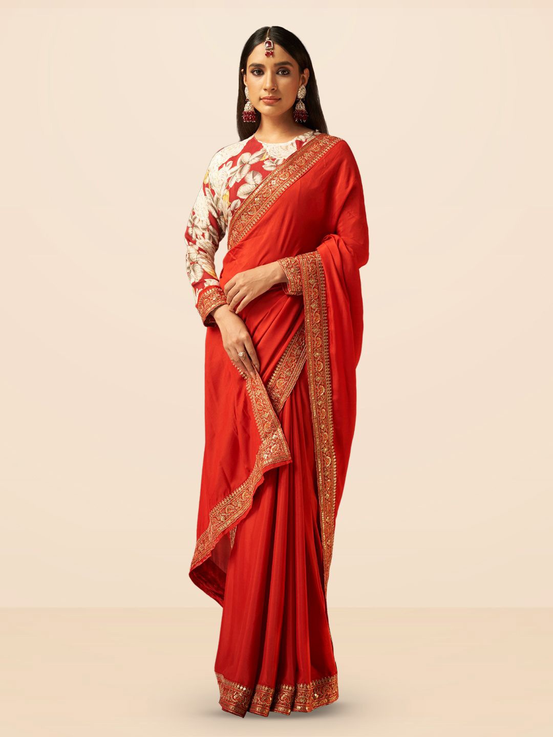 

SARHA Pure Georgette Saree, Red