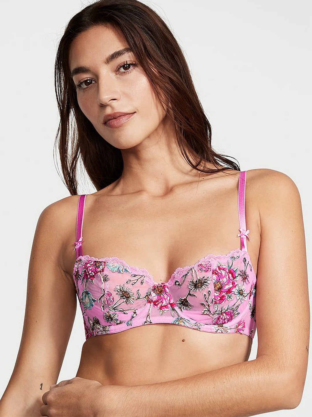 

Victoria's Secret Floral Bra Medium Coverage Underwired, Pink