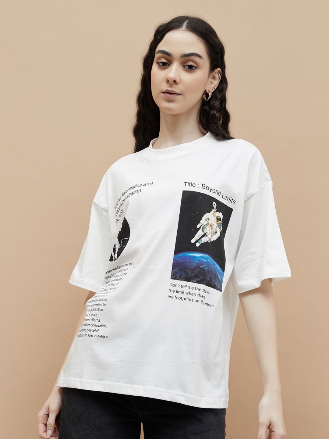 

Ginger by Lifestyle Women Nasa Printed T Shirt, White
