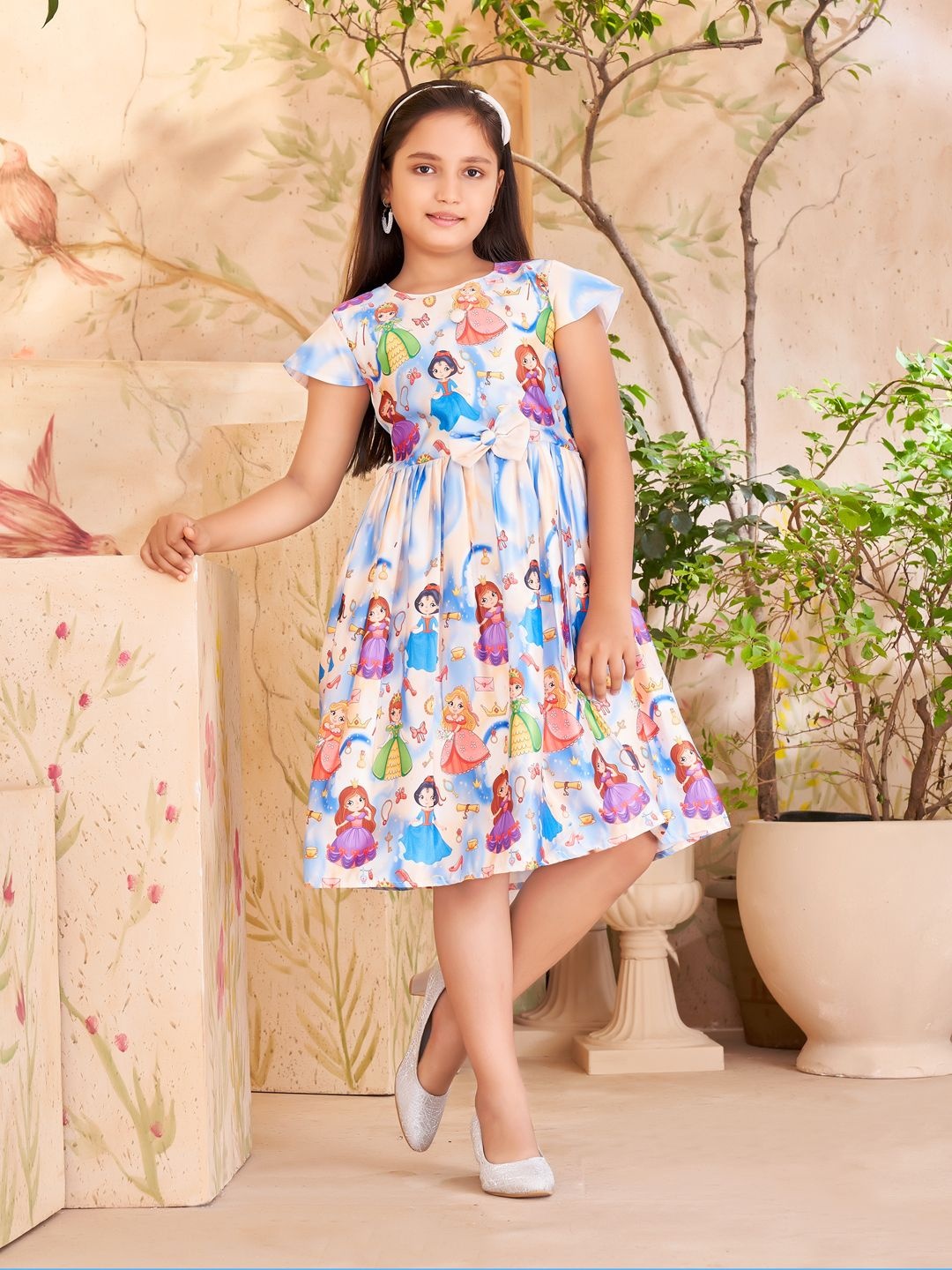 

HERE&NOW Floral Print Net Fit & Flare Midi Dress, Blue