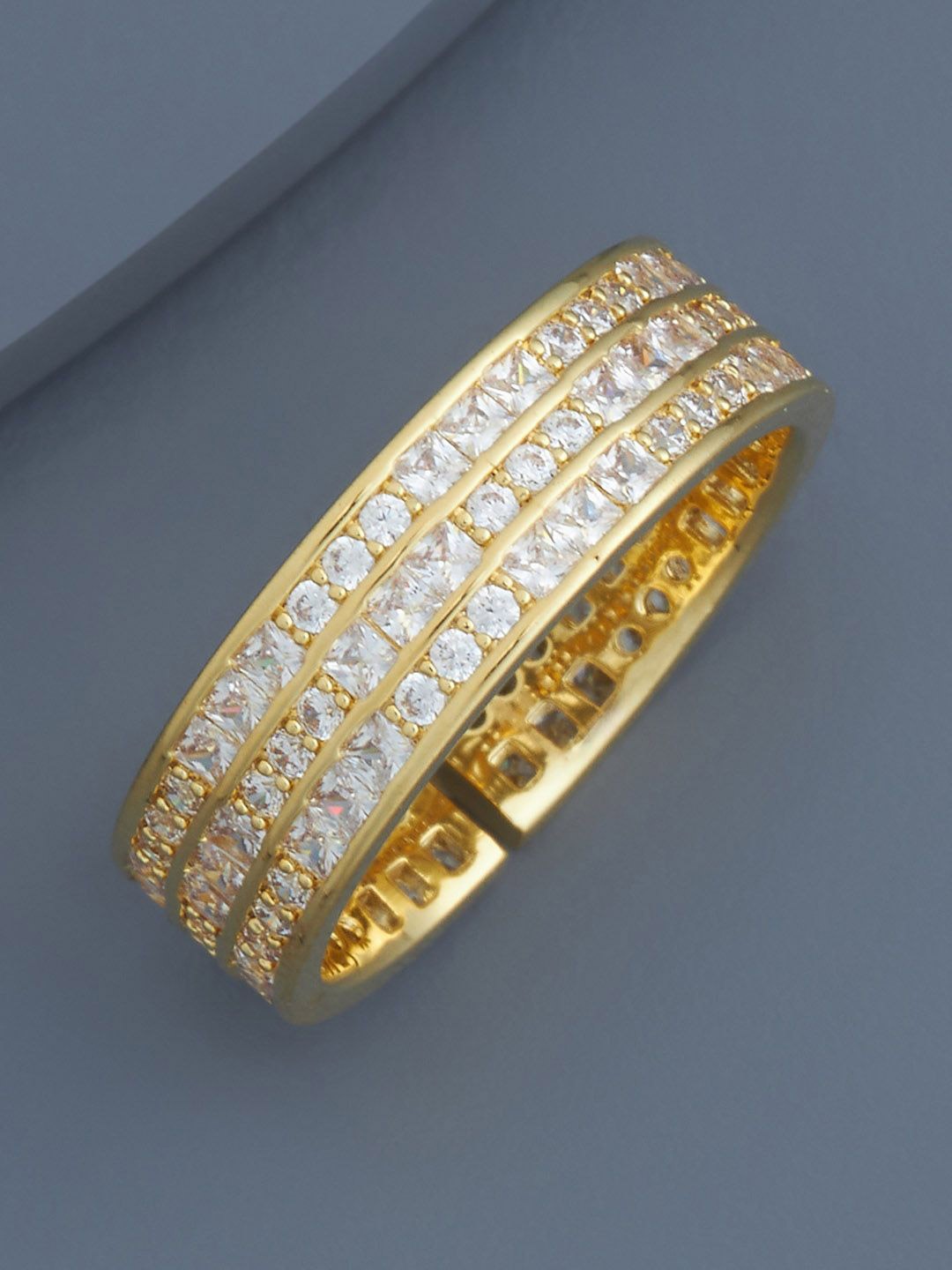 

Kushal's Fashion Jewellery Gold-Plated CZ-Studded Adjustable Finger Ring