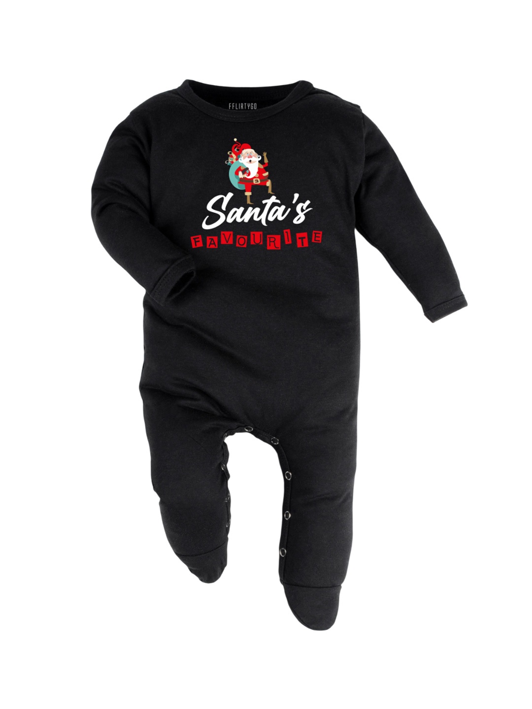 

FFLIRTYGO Infants Printed Pure Cotton Sleepsuit, Black
