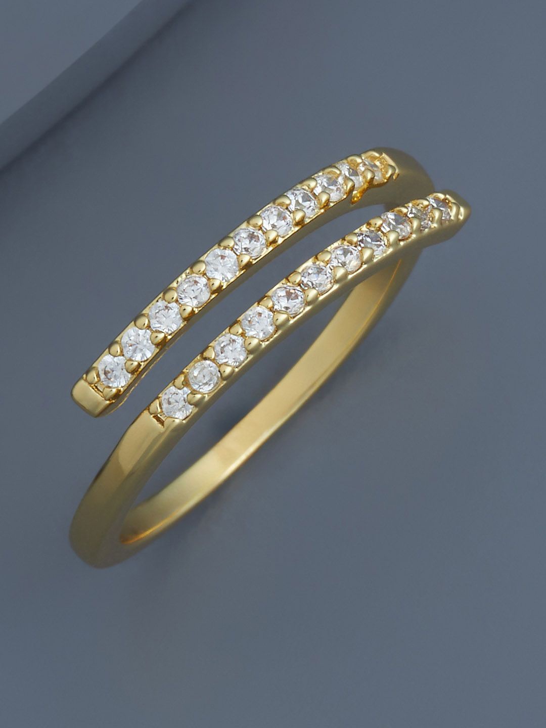 

Kushal's Fashion Jewellery Gold-Plated CZ Studded Finger Ring