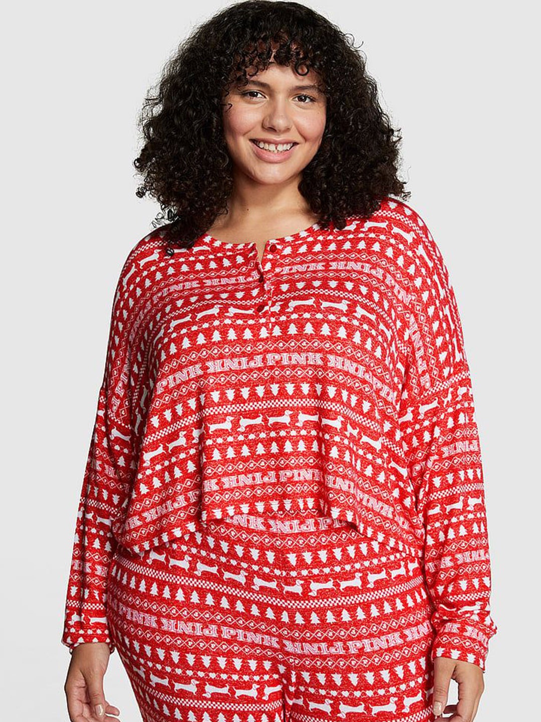 

Victoria's Secret PINK Cozy Long-Sleeve Lounge Tshirts, Red