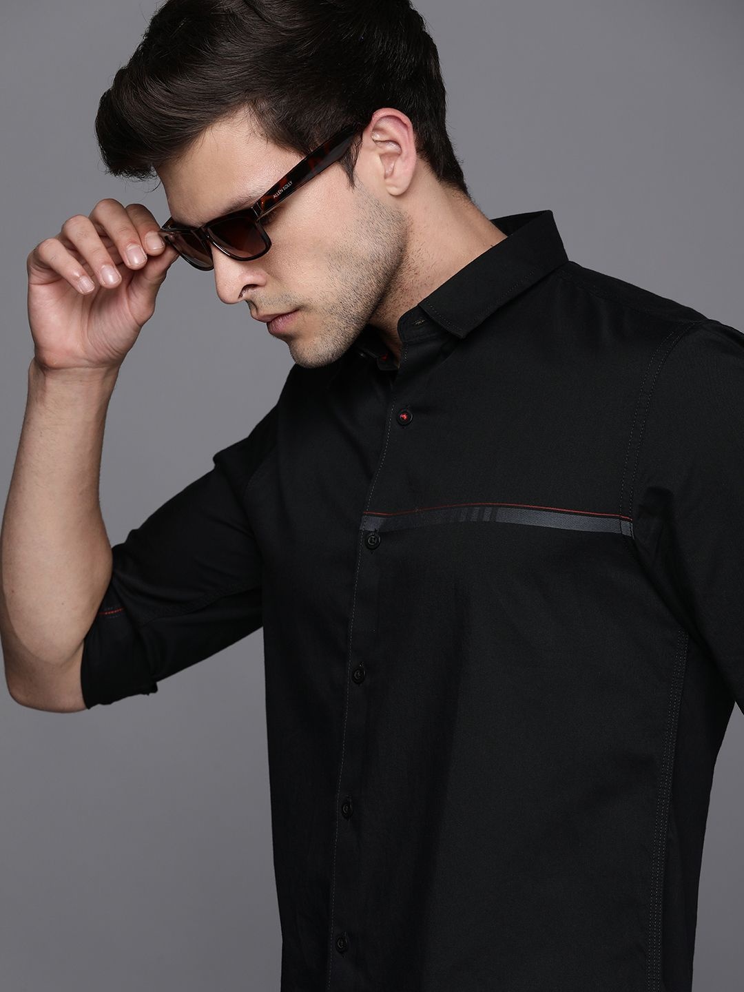 

Louis Philippe Sport Pure Cotton Super Slim Fit Casual Shirt, Black