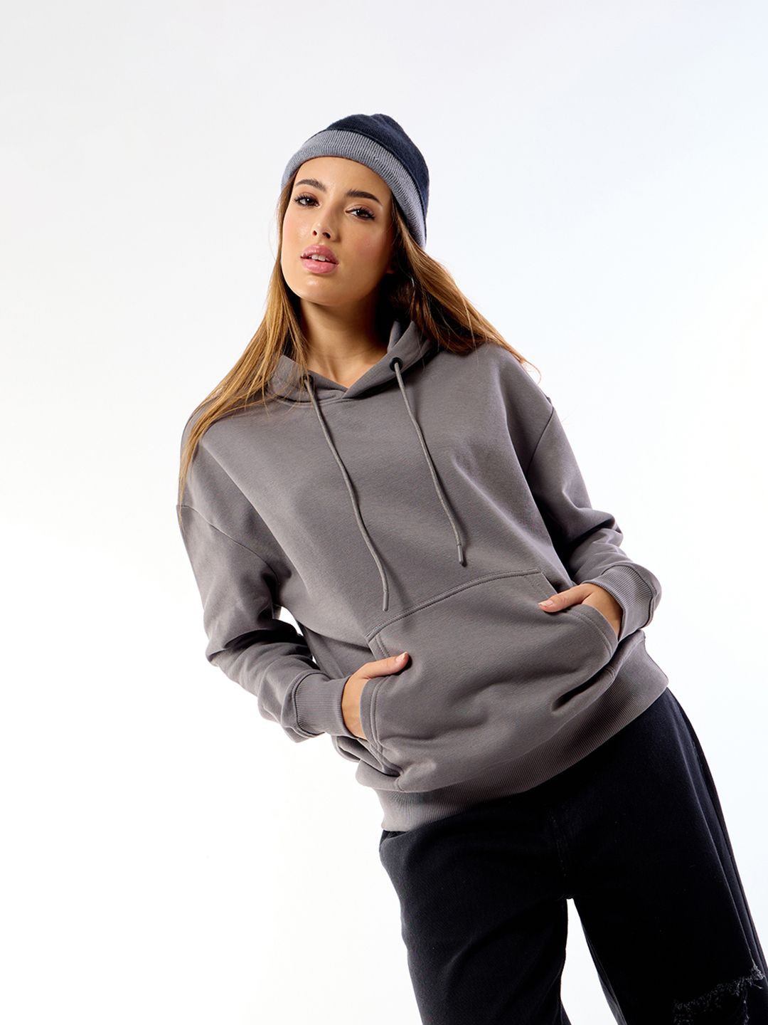

Bewakoof Women Hooded Sweatshirt, Grey