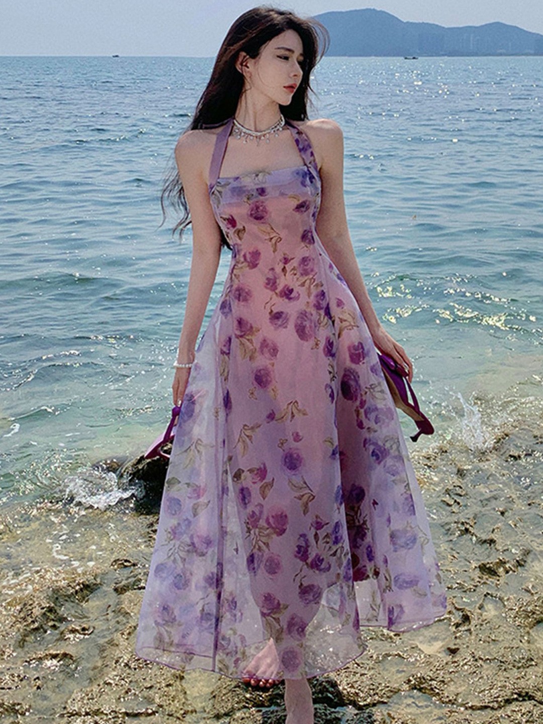 

LULU & SKY Floral Print Maxi Dress, Pink