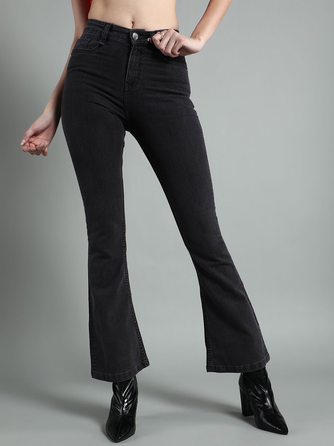 

GUTI Women High-Rise Stretchable Bootcut Jeans, Black