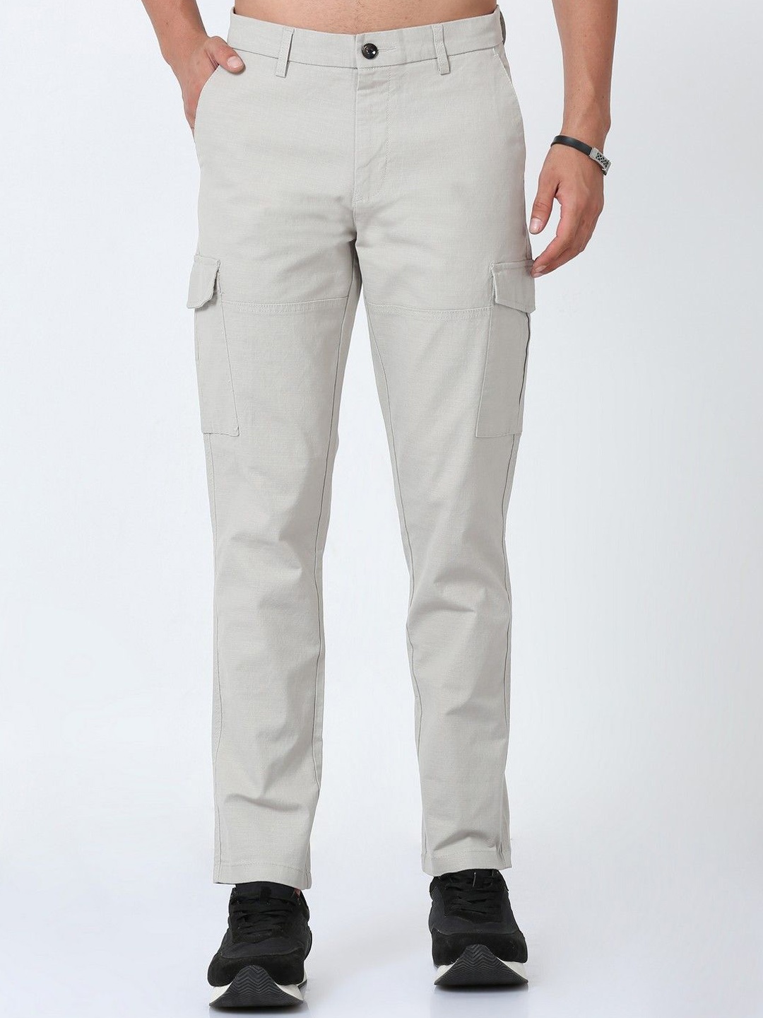 

NEVER NEUD Men Relaxed Cargos Trousers, Steel