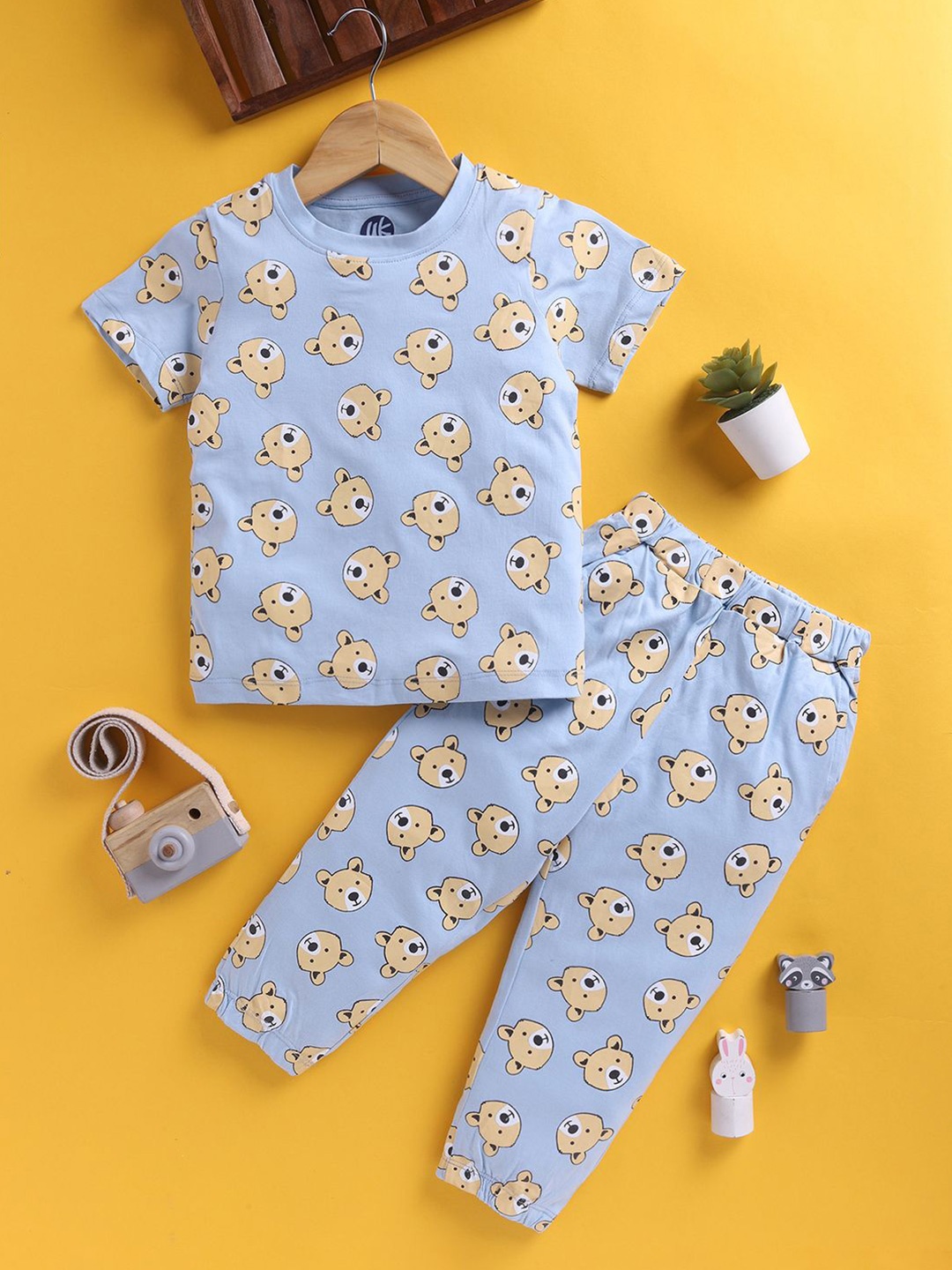 

YK Girls Printed T-shirt with Pyjamas, Blue